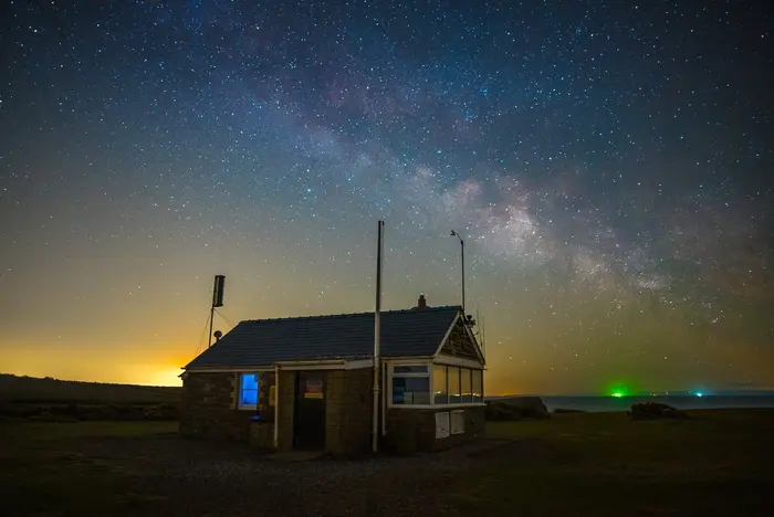 The lookout beneath the Milky Way — Rhosili is a great spot for dark-sky photography