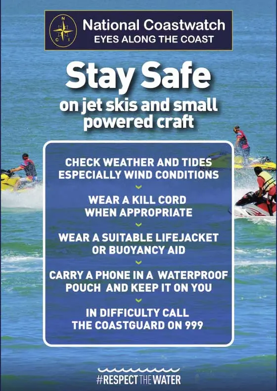 NCI Stay Safe: Jet skis and small powered craft safety card