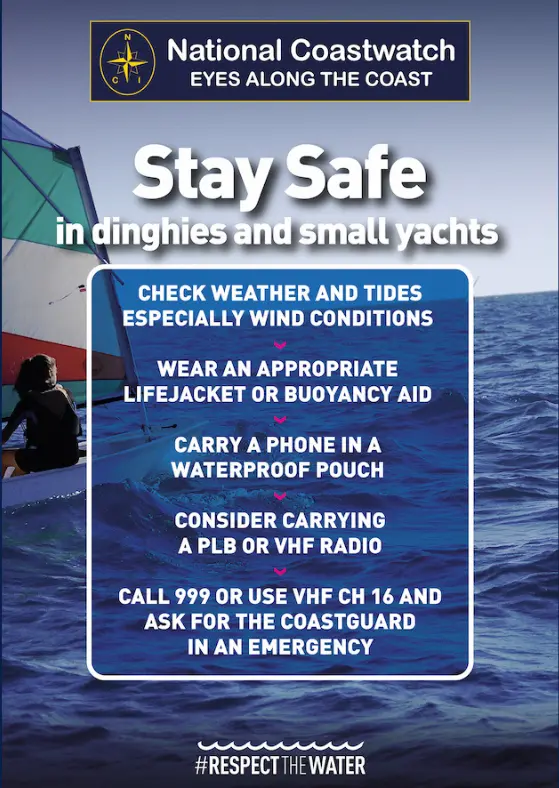 NCI Stay Safe: Dinghies and small yachts safety card